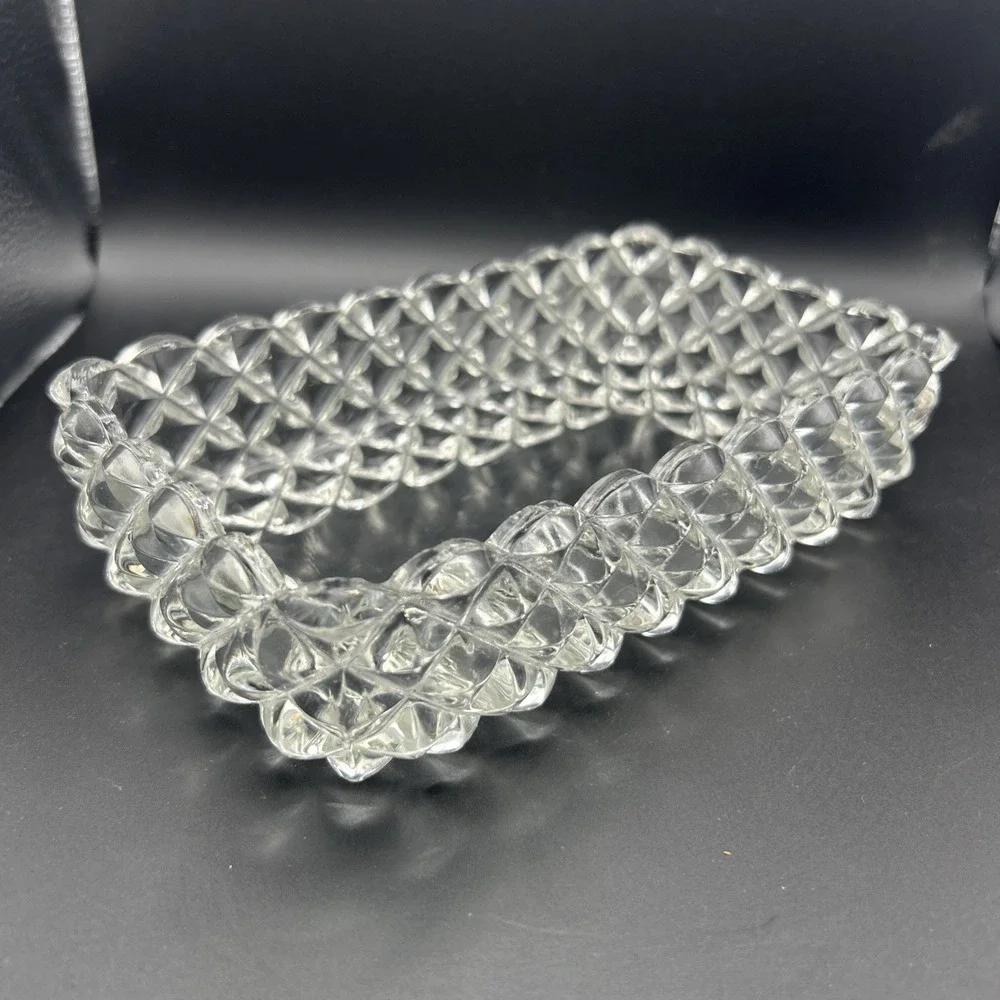 Vintage Fostoria American Clear Glass Rectangle Pickle Trinket Dish 6